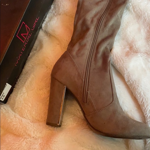 Material girl knee high healed boots grey - Picture 2 of 3
